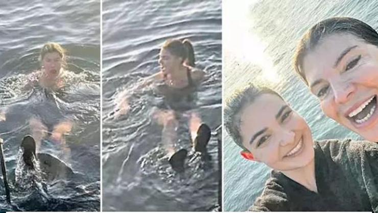 Anne-kız Boğaz'da denize girdi
